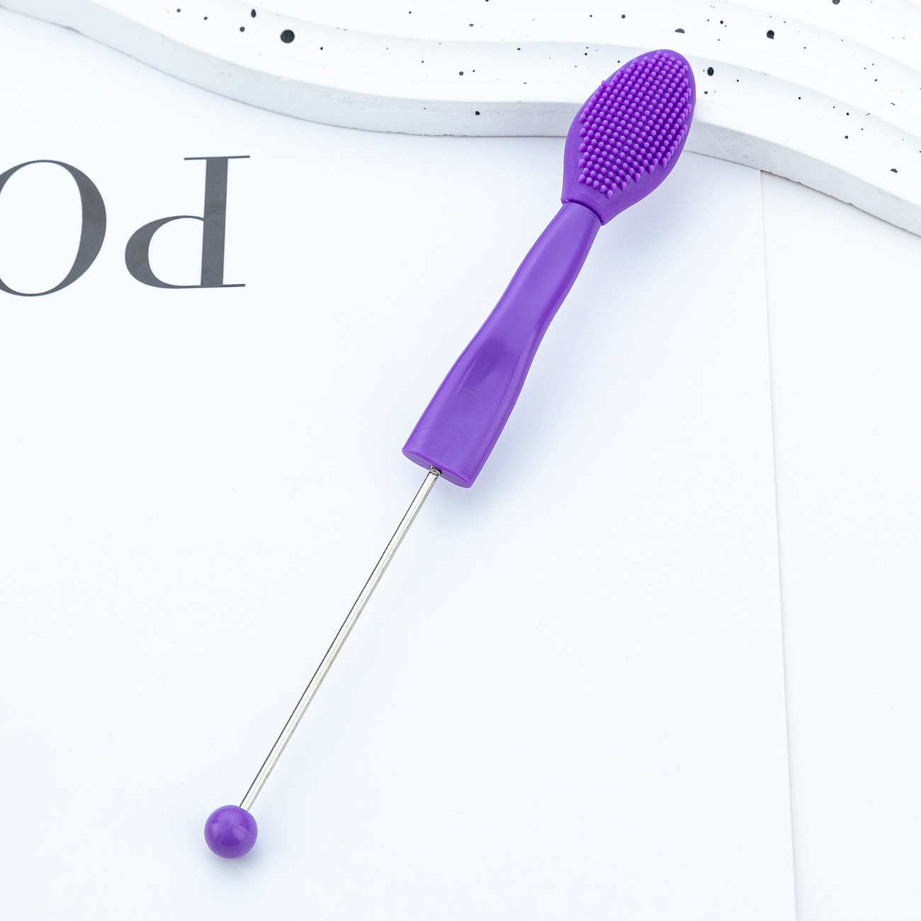 DIY beaded silicona cepillo labial cepillo de cabeza negra cepillo de nariz cepillo de nariz doble cepillo multifuncional cepillo labial lavado cepillo de nariz al por mayor