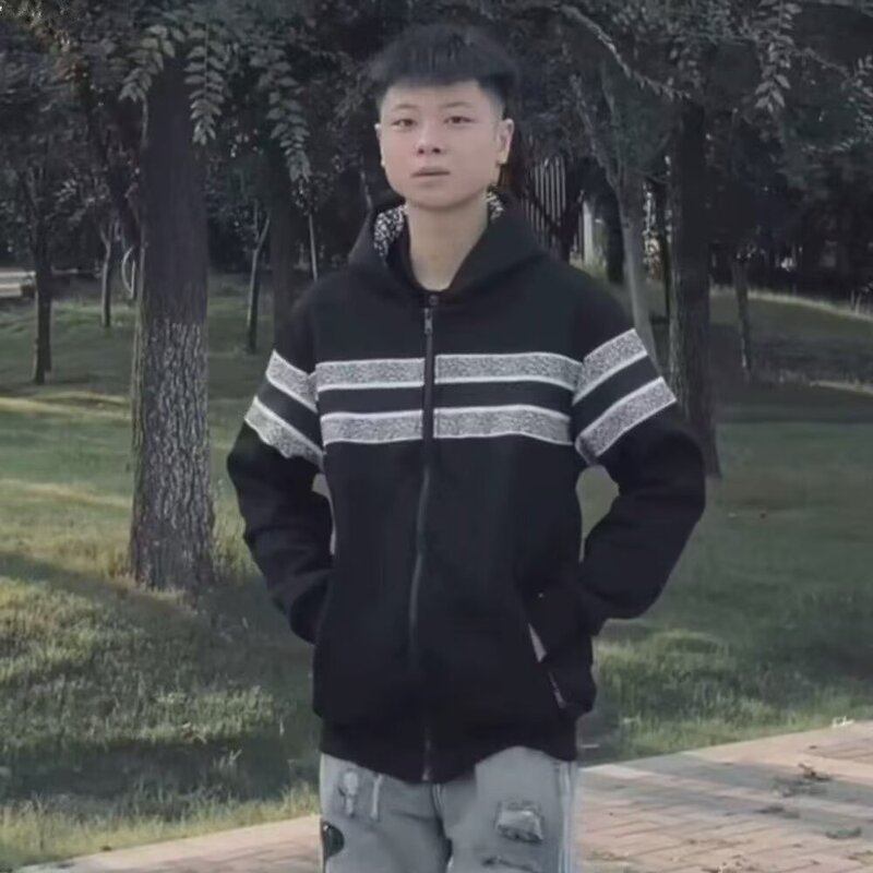 Autumn 2023 New Arrival Young Men's Hooded Jacket Trendy Chubby Plus Size Plus Size Hooded Jacket Colorblock Cardigan Sweater