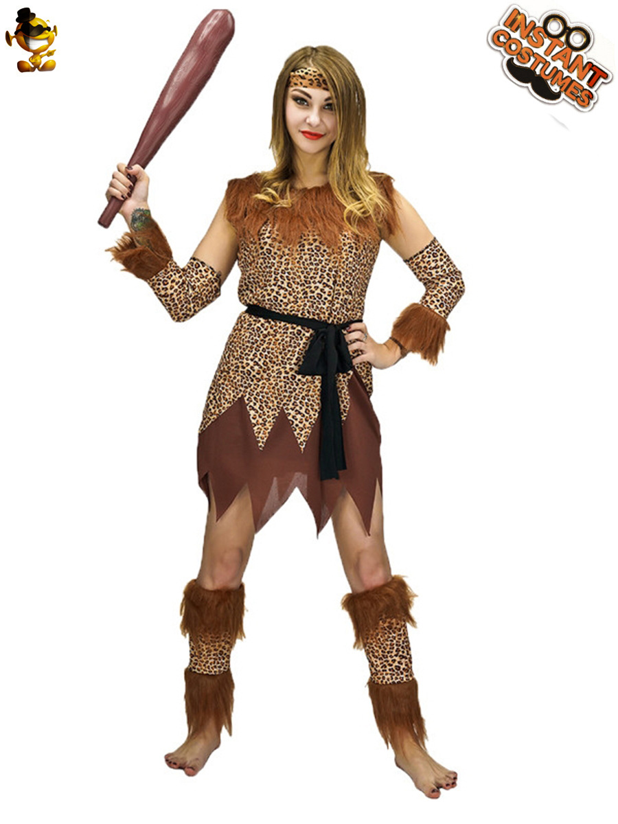 Halloween adulto niña grande cueva hombre primitivo salvaje traje etapa rendimiento ropa de fiesta Cosplay traje