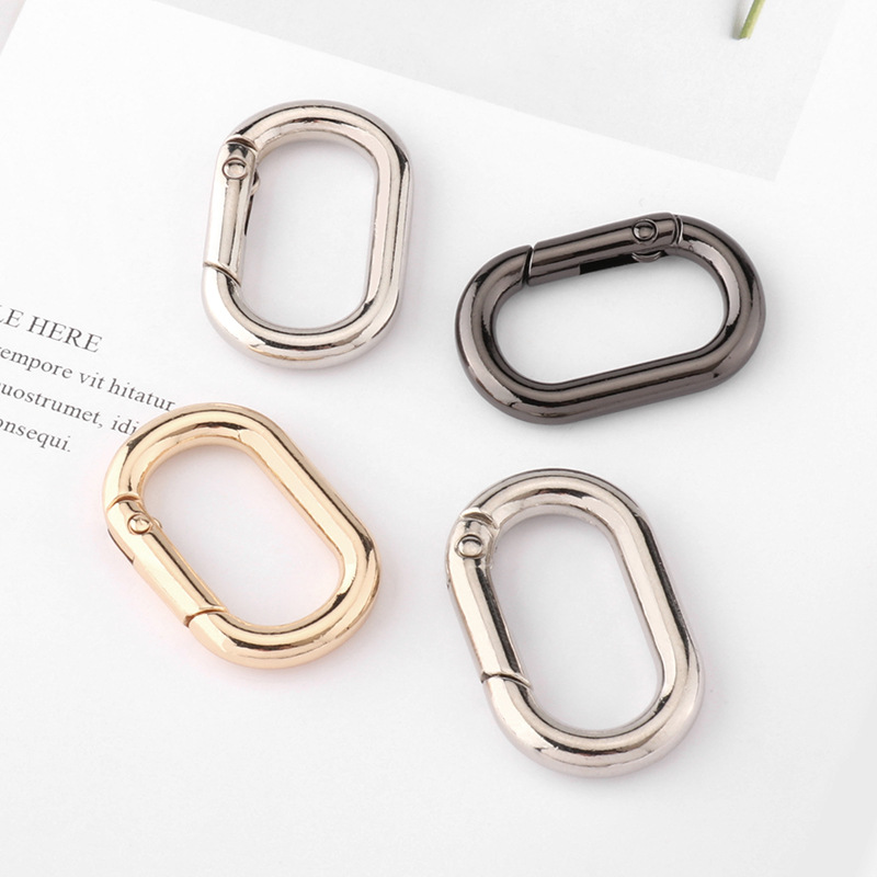 Oval open ring Luggage hardware accessories Manufacturer wholesale die-cast spring ring Egg-shaped open spring buckle