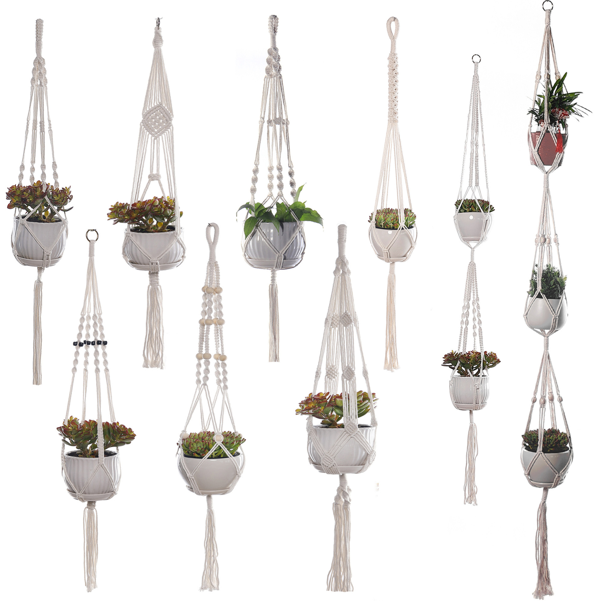 Maceta tejida bolsillo neto colgando red colgante de pared cuerda maceta colgante cesta hecha a mano jardinería planta maceta bolsillo neto