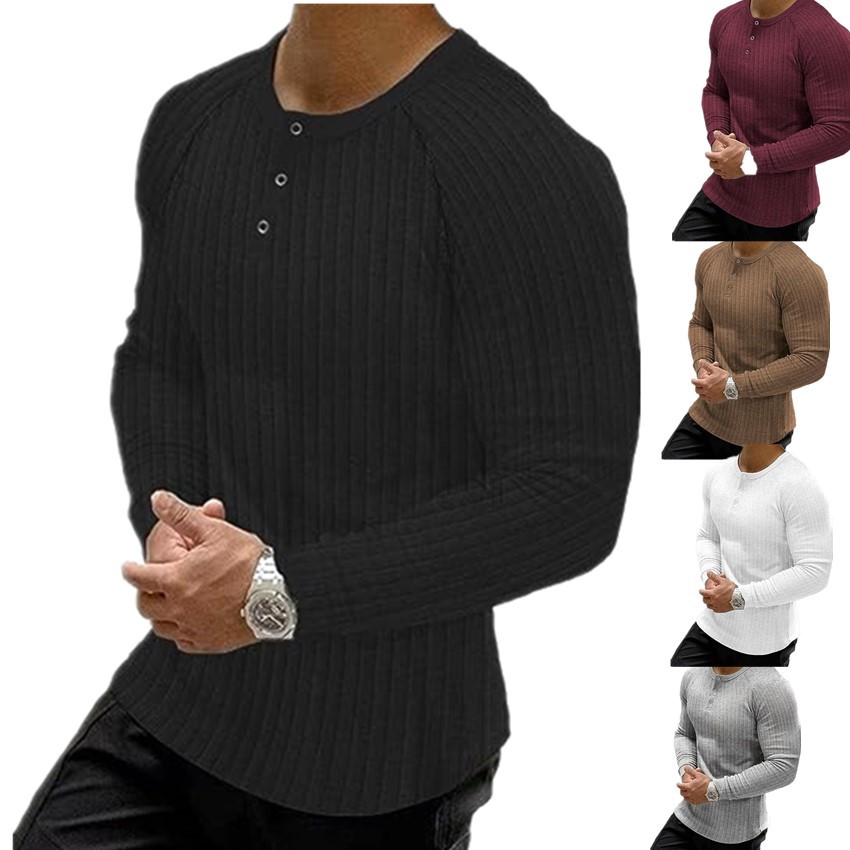 European Men's Sports Tees Slim Muscle Short Sleeve T-Shirt Fitness Elastic Thread Tight Solid Color Henry Shirt_voghion.com