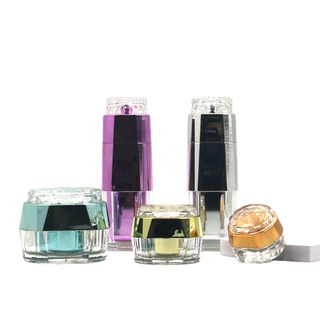 新款爆款高档方形多棱角瓶套装瓶40ML60ML乳液喷雾瓶5G30G膏霜瓶