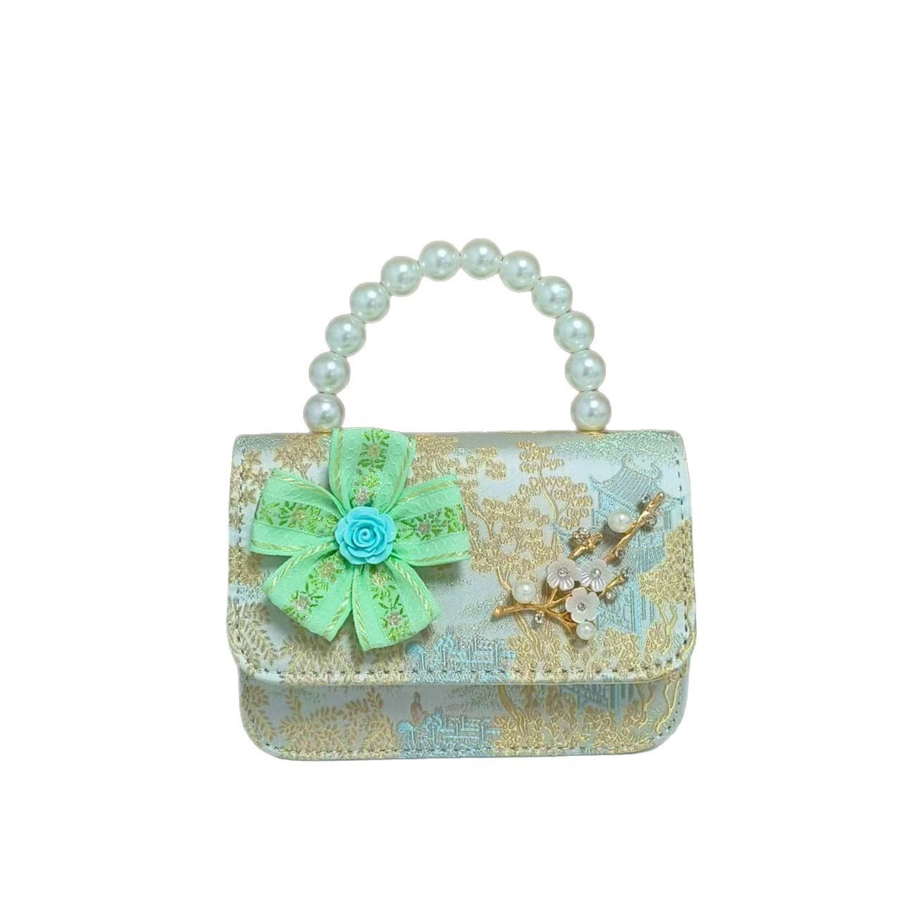 Bolsos infantiles de alto nivel, exquisitos antiguos, bolsos de cambio de niña, bolsos de mano de perlas de princesa, bolsos de almacenamiento