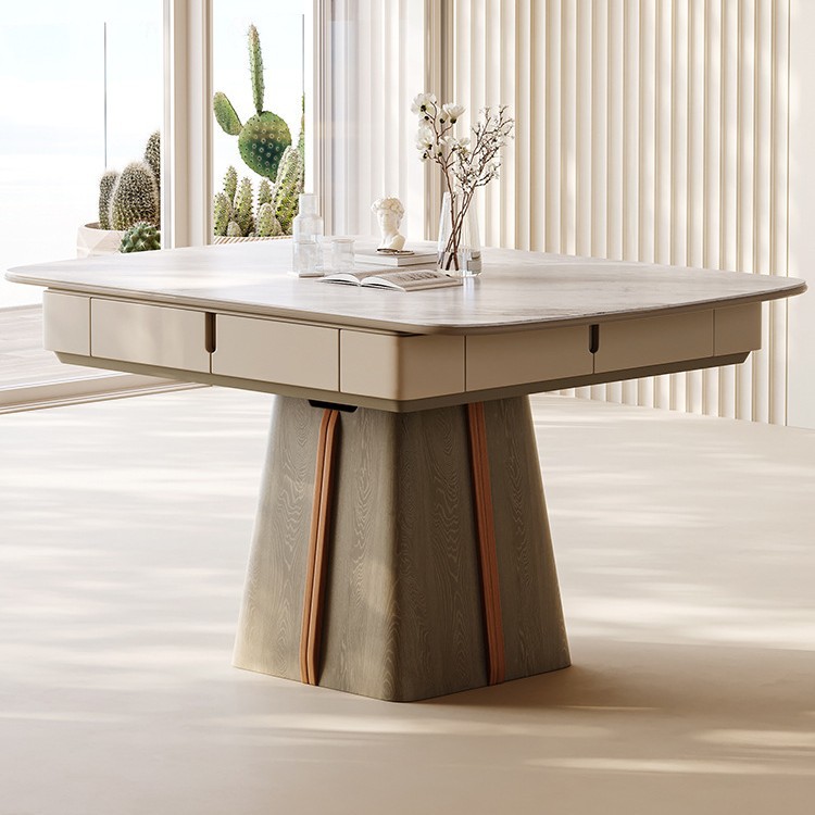 Mesa de comedor de madera maciza mesa de mahjong todo en uno de doble uso, mesa de ajedrez multifuncional para el hogar completamente automática, mesa de comedor combinada de sillas, mesa de comedor