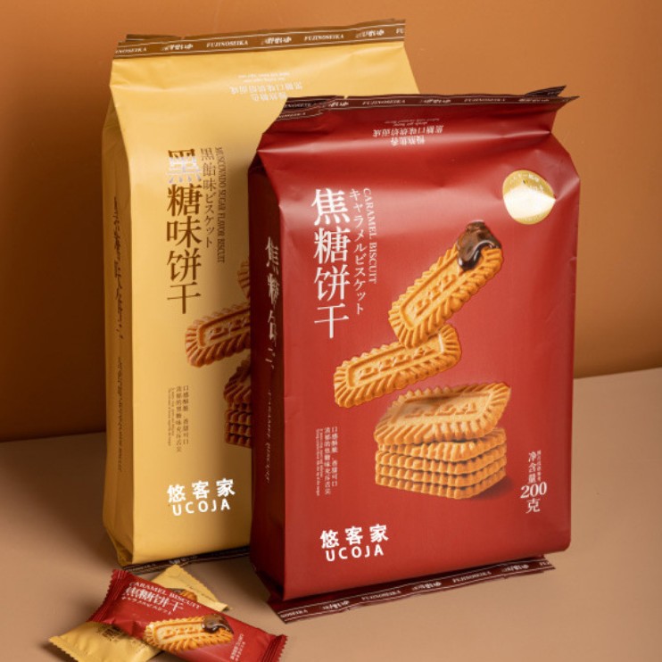 悠客家焦糖饼干200g袋装黑糖味休闲下午茶点心零食酥脆解馋小吃批