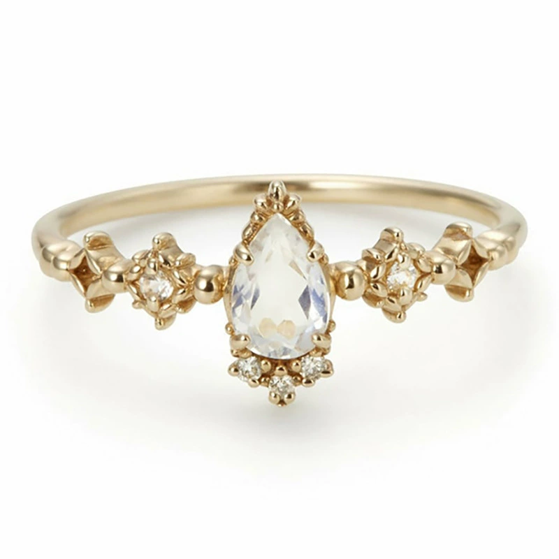 Fashionable sophisticated universal ring, moonstone, high-quality style