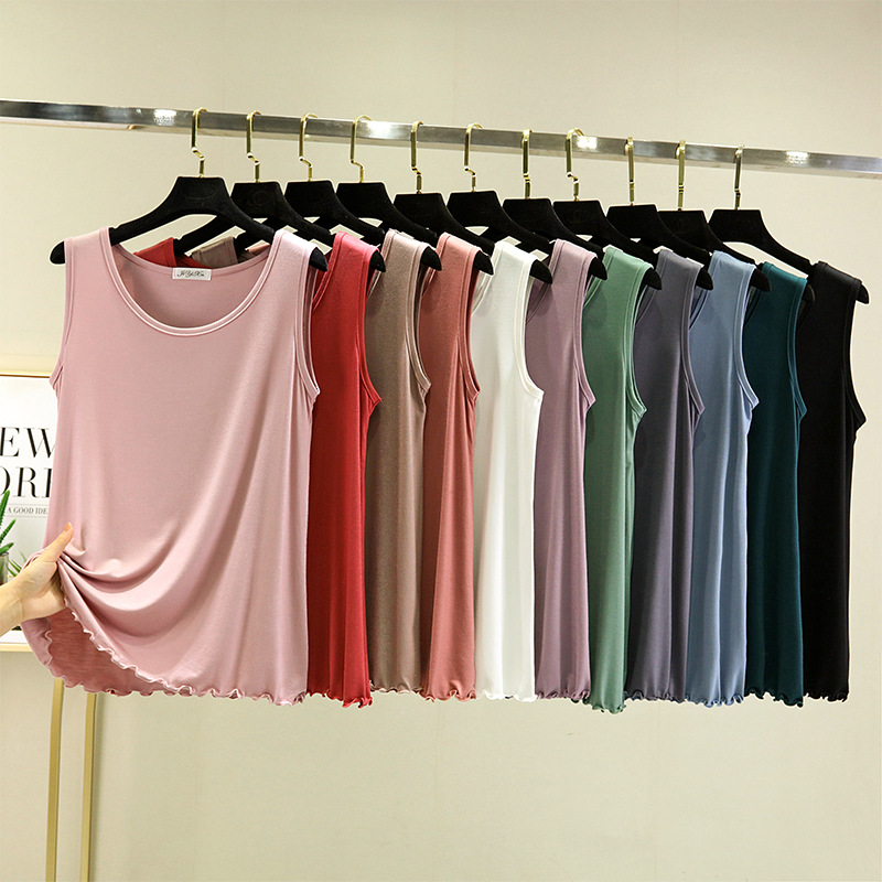 Chaleco modal de verano de las mujeres más el tamaño Delgado interior sin mangas pequeña correa floja que adelgaza la camisa de fondo top a juego