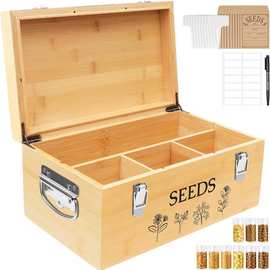 木质种子盒跨境新款竹制种子盒菜籽存储盒翻盖式家用木质储物盒