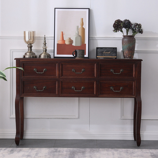 American Style Solid Wood Entrance Cabinet Simple Country Entrance Table Villa Corridor Decorative Cabinet Entrance Table Hall Decorative Table