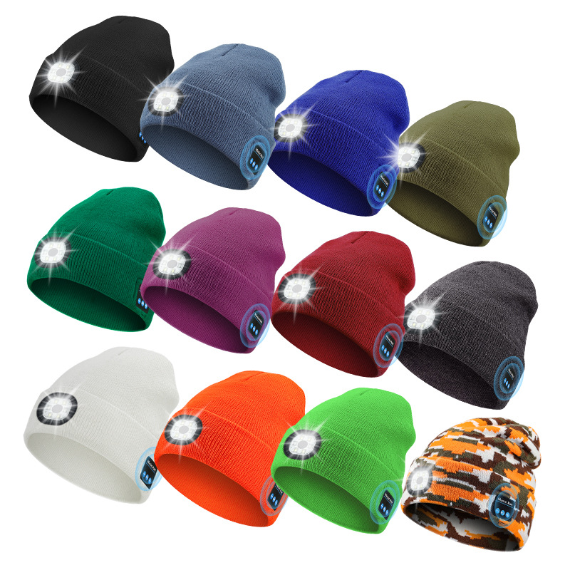 Gorro con luz LED para ciclismo al aire libre, correr de noche, pescar de noche, gorro de punto luminoso, impermeable, para acampar, correr de noche image 6