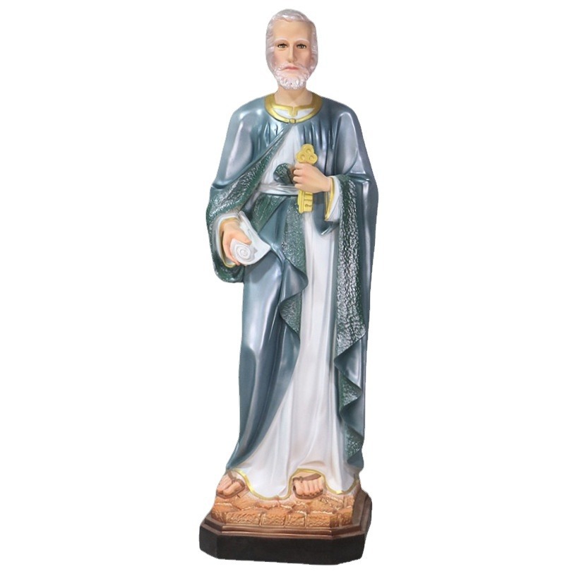 120cm San Pedro Ornamiento Mirando Estatuas de vidrio FRP Decoración de la iglesia