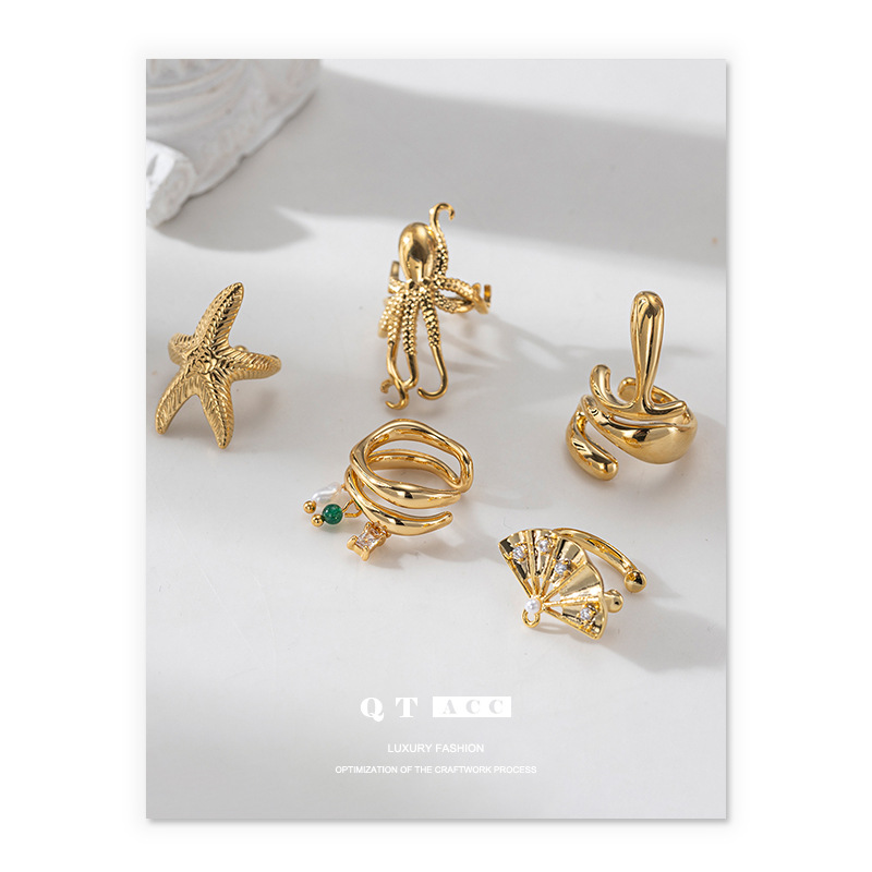 Lujo ligero, sentido de alta gama, personalidad, pendientes irregulares, temperamento, viento frío, clip de hueso de oreja, moda, todo fósforo, nuevo estilo de verano