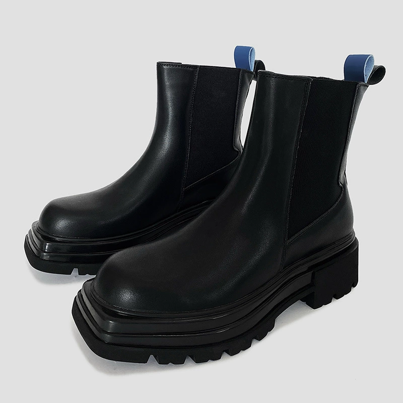 Новые кожаные ботинки с высоким берцем на толстой подошве, зимние модные ботинки челси, мужские обтягивающие и милые подходящие ко всему Ботинки Martin