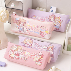 Xiaomaru diary triangular pencil bag, cute zipper stationery bag for high-looking students, cartoon Japanese triangular storage bag