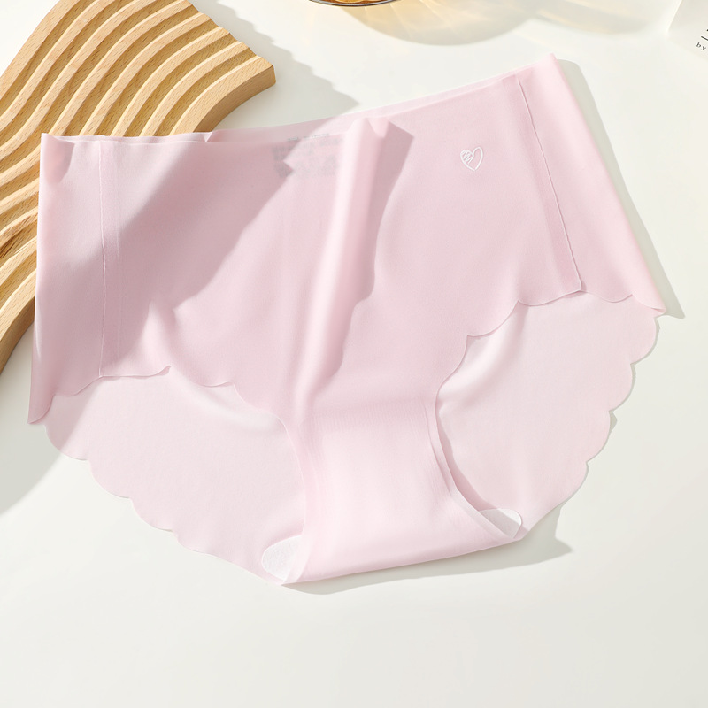 Ropa interior de seda de hielo para mujer pantalones cortos triangulares finos de verano cabeza algodón puro antibacteriano transpirable entrepierna bragas sin costuras para niña de cintura media