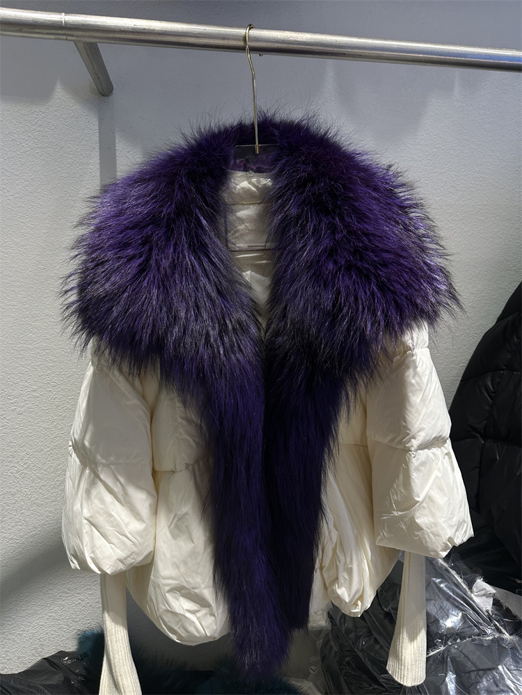 Women's Down Jacket With White Duck Down And Fur Short Coat_voghion.com