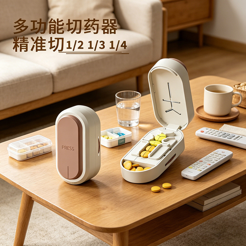 Multi-Functional Quarter-Pill Cutter, Precise Pill Divider, Pill Splitter, Portable Tool
