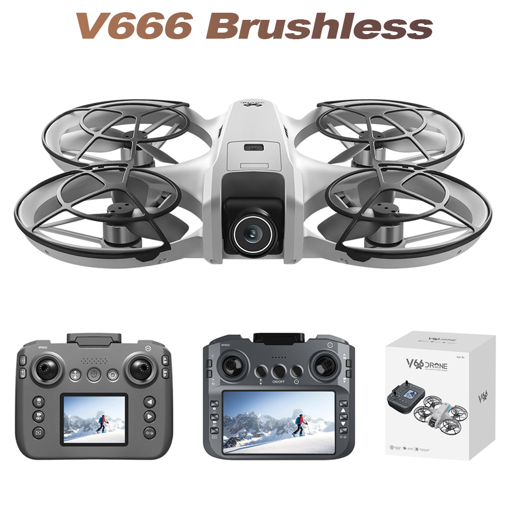Cross-Border V666 Drone Brushless Motor with Screen Aerial Photography Aircraft Foldable Remote Control Aircraft Foreign Trade Toy