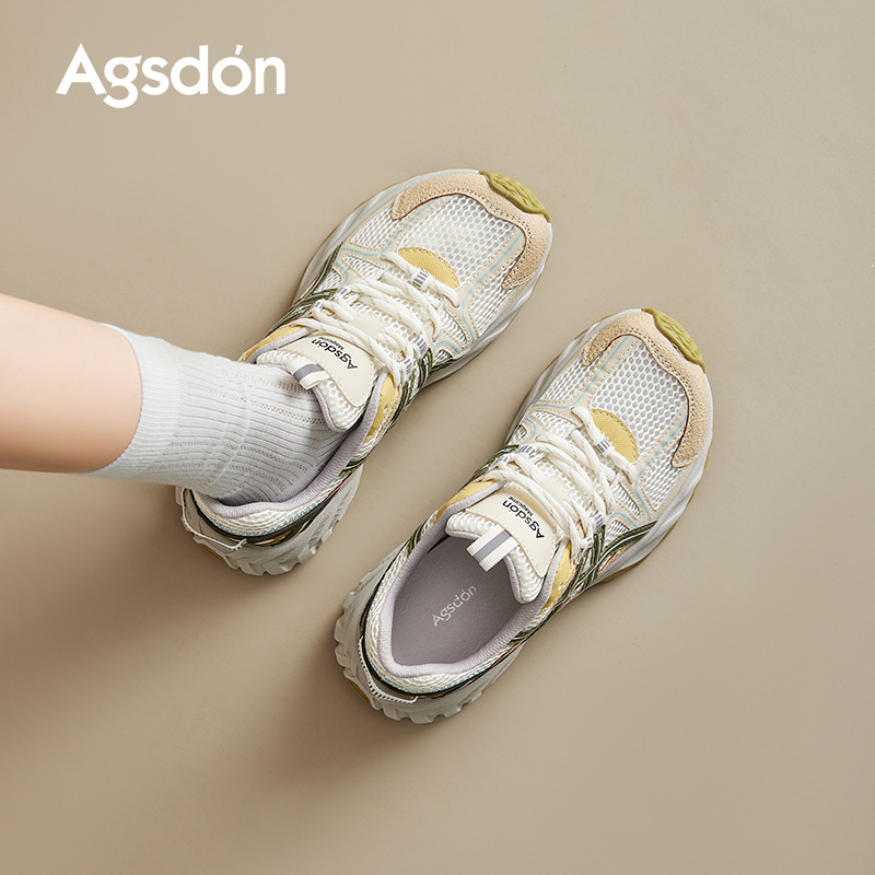 Augu Shi Deng Zapatos Padres para mujeres 2025 nuevo verano malla de fondo grueso zapatos de skate casuales deportivos Agande zapatos