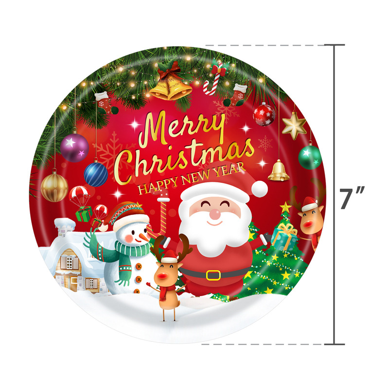 新品2022クリスマス新年使い捨てテーブルクロス食器ティッシュバナー装飾紙コップ紙皿パーティーセット|undefined