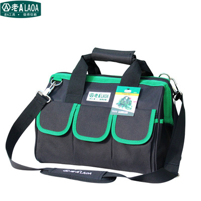 Old A thickening canvas portable One shoulder tool kit Large Green Black multi-function repair hardware household Electrical package