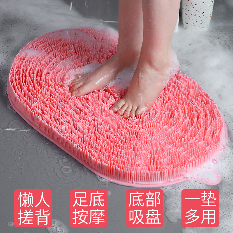 硅胶一体成型沐浴垫浴室洗脚垫搓澡垫超大吸盘防滑垫懒人搓背神器