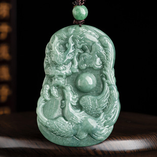 Genuine natural a goods Jade Dragon and Phoenix pendant lovers pendant men's necklace women's four will jade wholesale