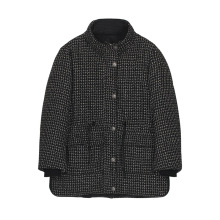 秋冬新款保暖羽绒服时尚复古粗花呢收腰白鹅绒外套