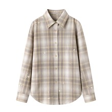 现货 2025秋冬女新款宽松休闲长袖格纹衬衫 MBE4SHT020