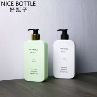 新款扁平洗护瓶厂家定制 400ml洗发水沐浴露护发素瓶 化妆品包材