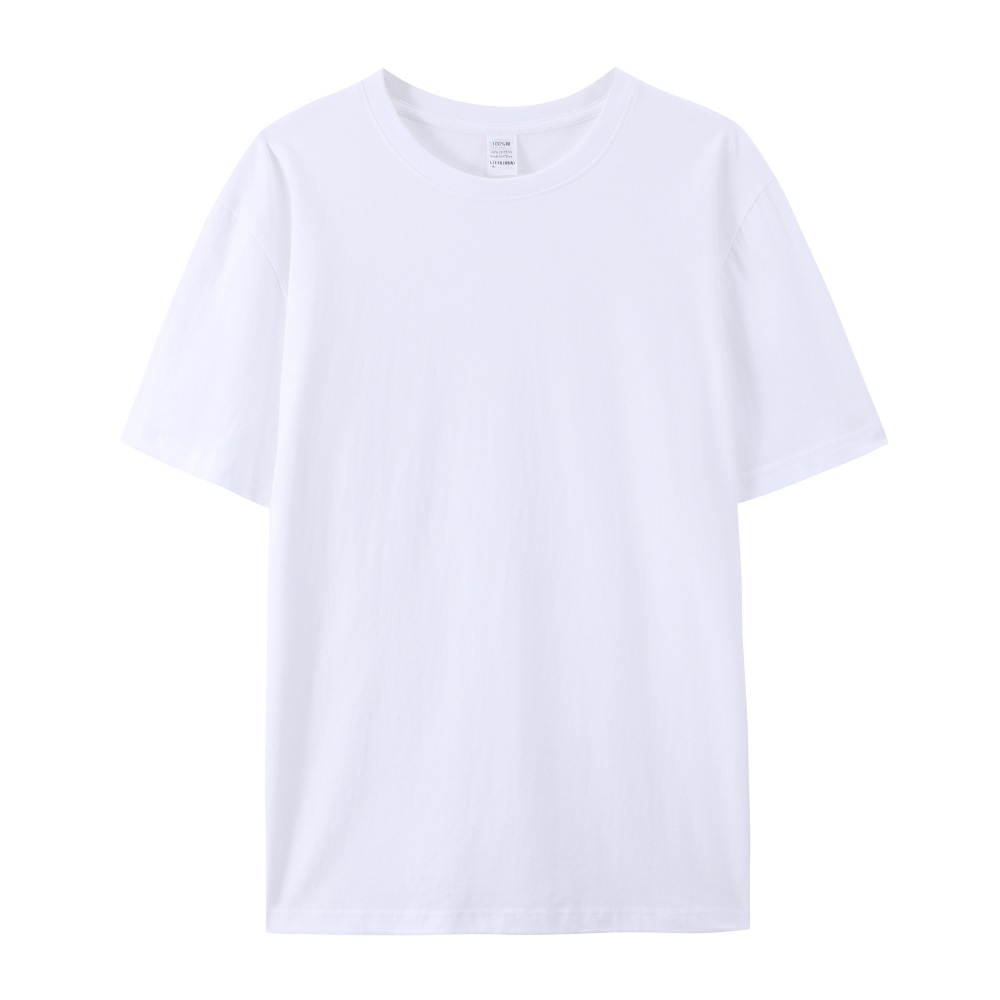 Xiamen Cang 180g Camiseta de manga corta de cuello redondo de algodón puro de tamaño europeo camisa en blanco de color sólido al por mayor patrón personalizado LOGO