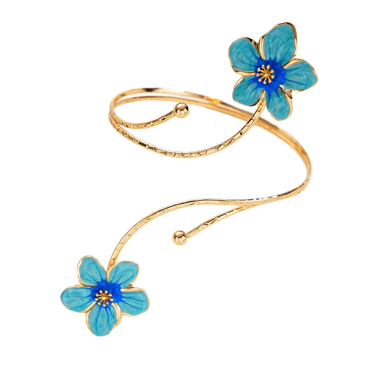 Han Zhi Shang metal transfronterizo Europa y Estados Unidos goteo de aceite flor brazalete abierto ajustable temperamento elegante joyería nicho