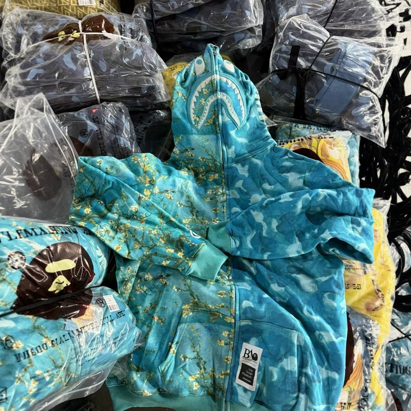 bape cross-border wholesale unisex zip-up loose cardigan jacket shark head camouflage hooded sweatshirt pure cotton in stock bape cross-border wholesale unisex zip-up loose cardigan jacket shark head camouflage hooded sweatshirt pure cotton in stock