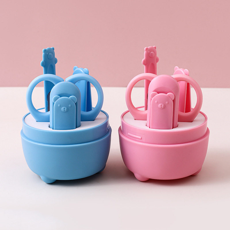 Set de Cortaúñas para Bebé de Plástico y Acero Inoxidable para Cuidado Infantil