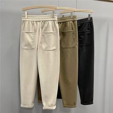 休闲裤男士秋冬新款纯色原创微阔高品质锥形加厚呢料宽松西裤裤子