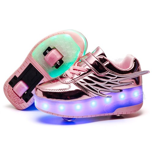 Amazon Overseas Supply Illuminating LED Running Shoes with Dual Wheels for Boys and Girls, Charging Wheels Shoes, Skating Shoes Manufacturer