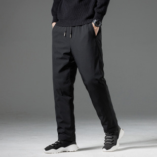 Down pants men's winter fashion brand solid color two-open straight sports casual pants new national standard 90 duck down trousers