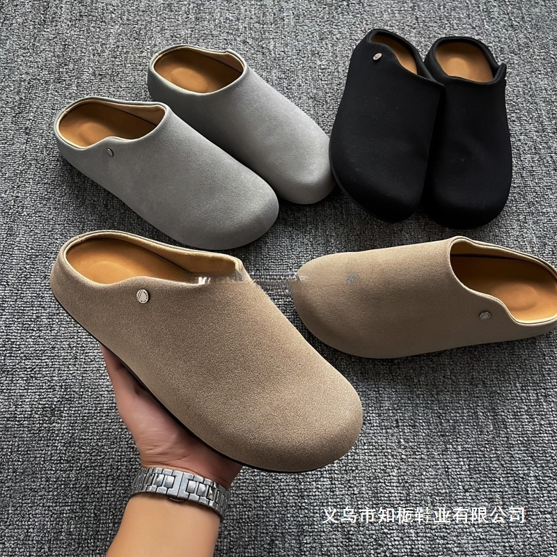 Birkenstock Men's Shoes Winter Slip-On Heelless Retro Versatile Casual Non-Slip Office Toe-Toe Birkenstock Half Slippers