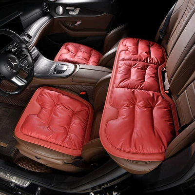 driver's seat single-piece rear seat Seat cushion, seat cover - volcanic-red-anti-fouling-leatherthree-piece-set-for-the-whole-car-soft-and-comfortable