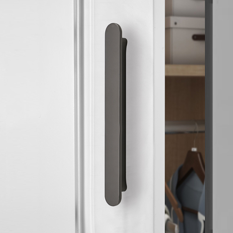 European-style black Nordic minimalist modern furniture handle wine cabinet cabinet light luxury gold drawer wardrobe door gray handle