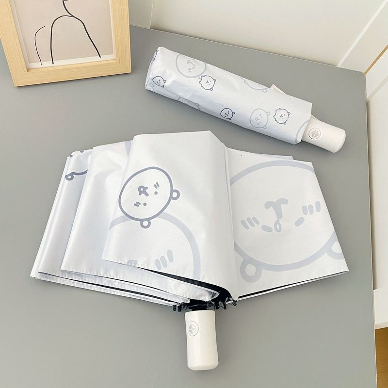 自虐クマ傘 晴雨兼用日傘 紫外線対策 日よけ傘 自動折りたたみ 70% off 8本骨傘|undefined