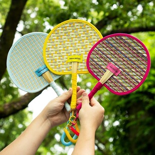 Wholesale Papyrus Fan, Hand-Woven Wheat Straw Fan, Creative and Cute Summer Cattail Fan, Cross-Body Portable Hand Fan Dopamine