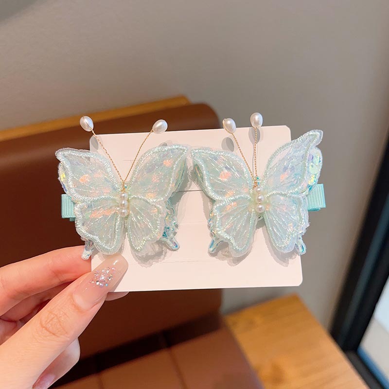 子供の超仙気刺繍の蝶のヘアピンの女の子のかわいい古風な漢服の髪飾りのカードの王女の前髪のサイドクリップ|undefined