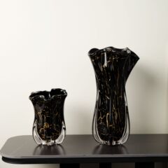 軽豪華高級感黒金色大口径ガラス花瓶ホテルサンプルプレート間テーブルカウンター装飾高級花瓶