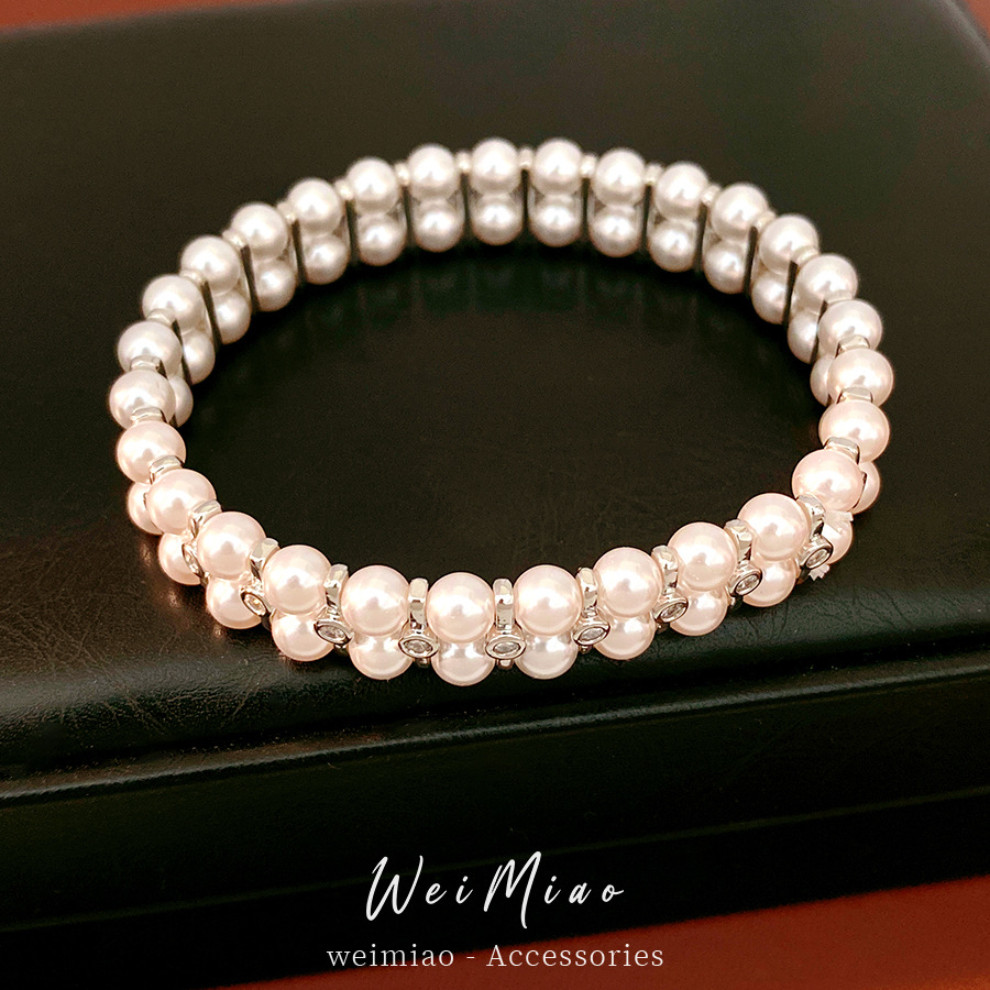 14k oro real chapado doble capa zircón pulsera de perlas ligera pulsera de nicho temperamento exquisito joyas personales