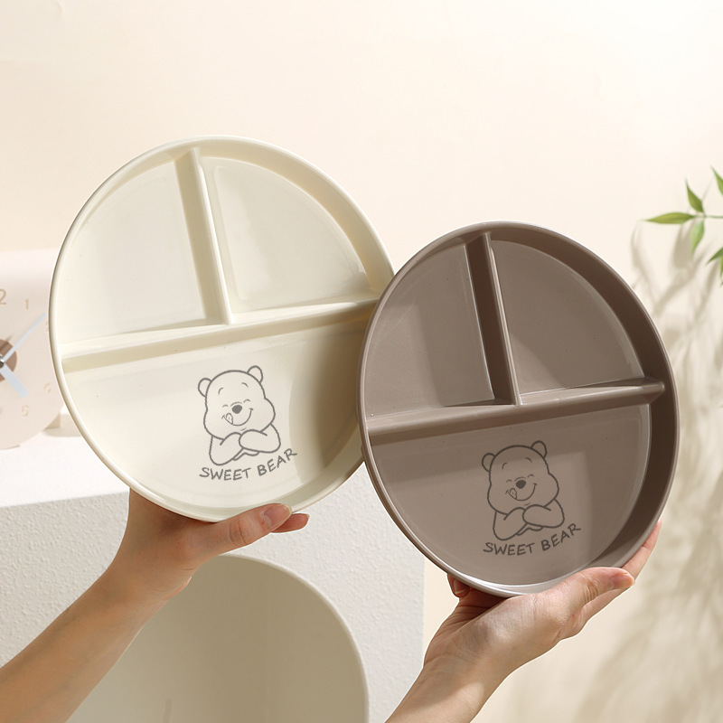 211 Fat-Reducing Meal Plate Divided into Three Round Plates for Breakfast, Adult and Kidsren Divided into Meal Plates, Weight Loss Fruit Plate