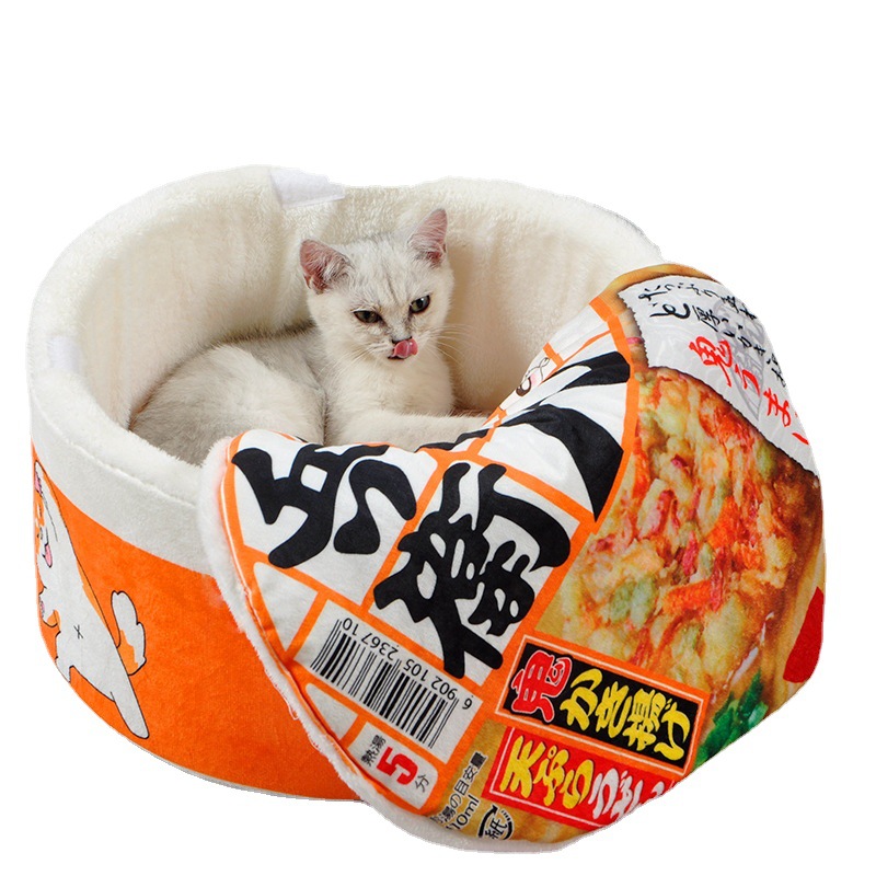 Red sol instantánea fideos cubo gato nido semi-cerrado invierno engrosado caliente perro gato colchón
