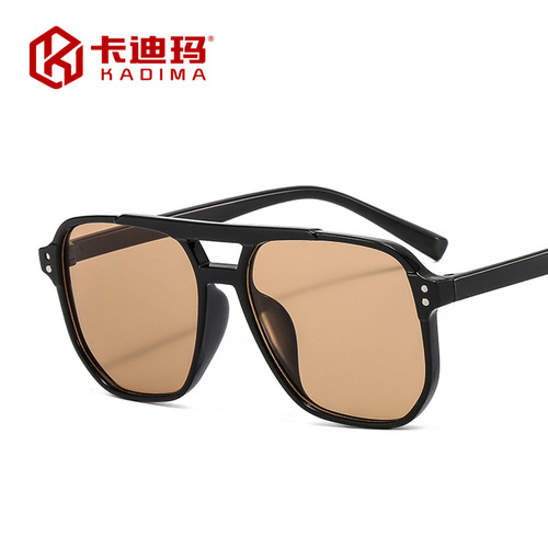  New Double Bridge Aviator Sunglasses Internet Celebrity Same Style Men’s Driving Sunglasses High-end Trendy Sunglasses
