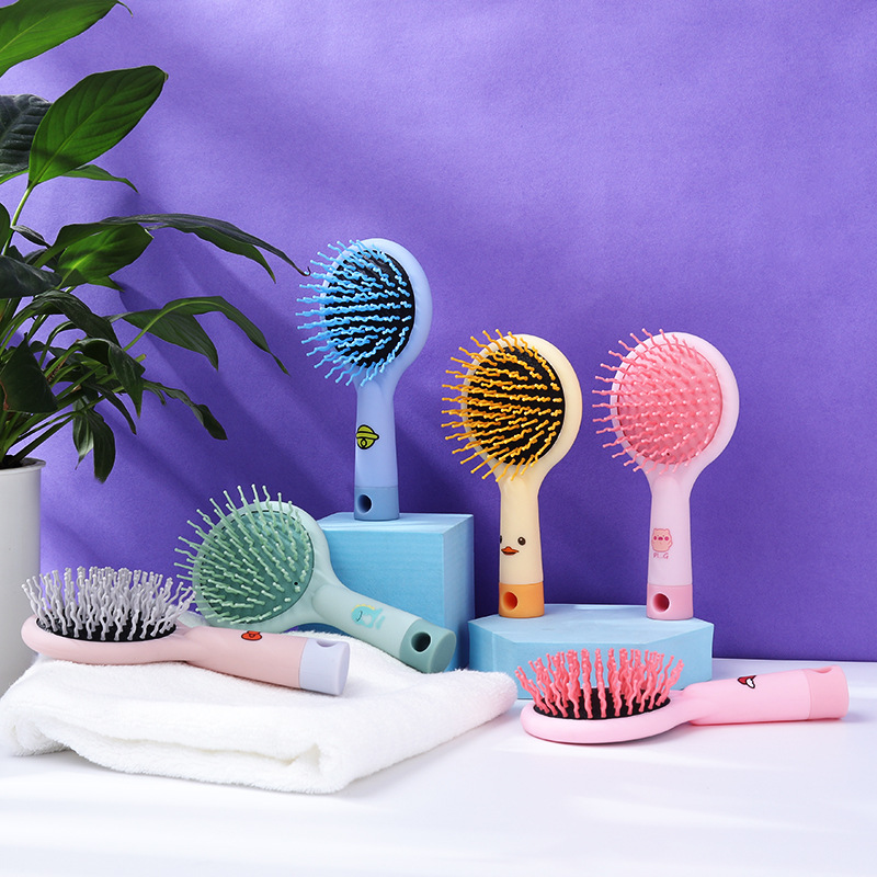 Cute air cushion comb with mirror, fairy makeup mirror, portable head massage comb, cartoon rainbow comb